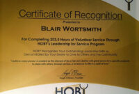 Hoby Volunteer Awards intended for Outstanding Volunteer Certificate Template