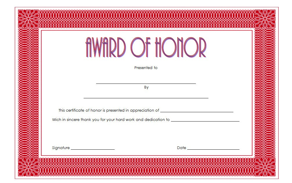 Honor Award Certificate Template - 9+ Best Ideas in Fantastic Editable Honor Roll Certificate Templates