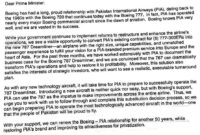 In Private Letter, Boeing Airplanes Ceo Urges Pakistan Prime Minister within Aircraft Maintenance Contract Template