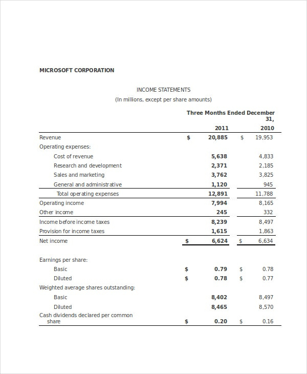 Income Statement Template - 14+ Free Excel, Pdf, Word Documents within Basic Income Statement Template