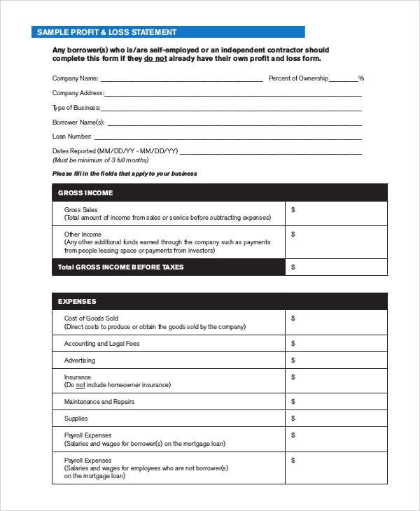 Independent Contractor Profit And Loss Statement Template | Card Template inside Construction Profit And Loss Statement Template