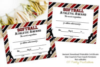 Instant Download Softball Certificate Of Achievement | Etsy regarding Softball Award Certificate Template