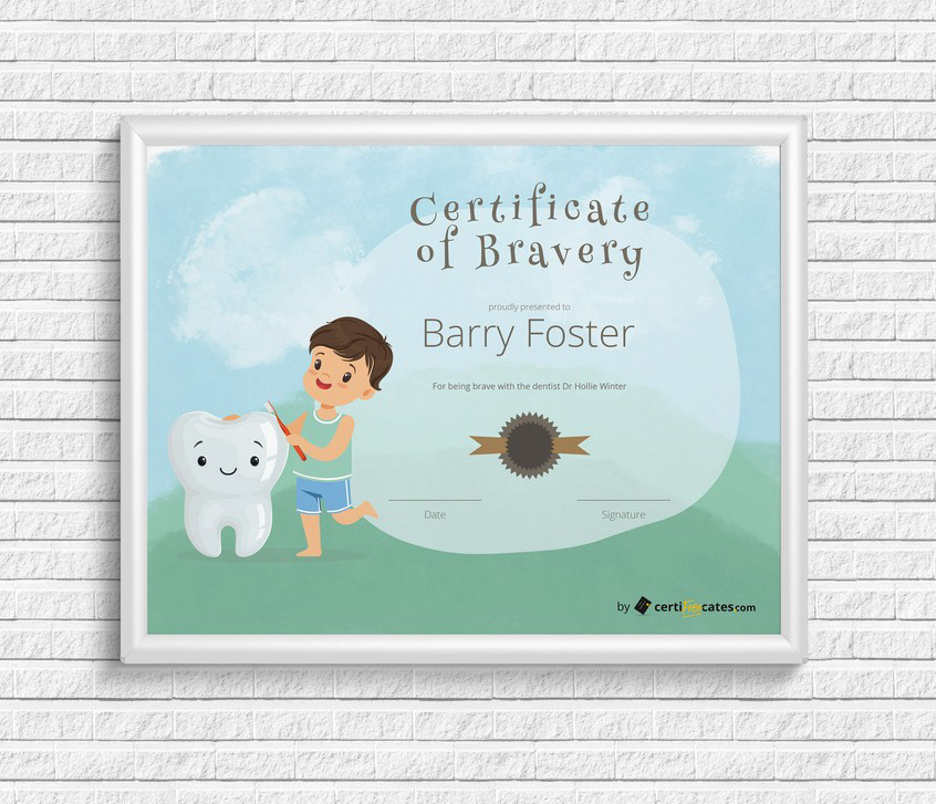 Kid Certificate Of Bravery Template On Behance with Bravery Certificate Templates