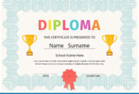 Kid Diploma, Certificate. Vector Illustration. Cute Preschool Design in Free Kindergarten Diploma Certificate Templates 7 Designs Free
