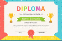 Kid Diploma, Certificate. Vector Illustration. Cute Preschool Design with Free Kindergarten Diploma Certificate Templates 7 Designs Free