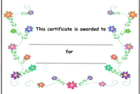 Kids Award Certificate Template - Smal Flowers With Green Leaves regarding Winner Certificate Template Ideas Free