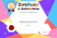 Kids Diploma Or Certificate Template With Colorful Background Stock intended for Free Congratulations Certificate Template 7 Awards