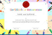 Kids Diploma Or Certificate Template With Painting Stuff With Regard To regarding Preschool Graduation Certificate Template Free