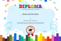 Kids Diploma Or Certificate Template With Vector Image in Amazing Children&#039;S Certificate Template