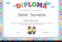 Kids Diploma Preschool Certificate Elementary Vector Image pertaining to Simple Daycare Diploma Certificate Templates