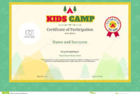 Kids Summer Camp Diploma Or Certificate Template With Colorful B Stock pertaining to Simple Summer Camp Certificate Template