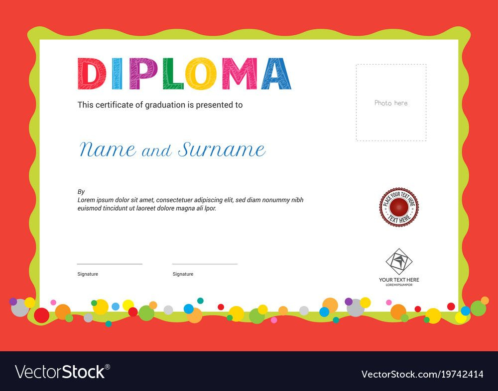 Kids Summer Camp Diploma Or Certificate Template With Photo And Seal pertaining to Simple Summer Camp Certificate Template