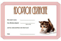 Kitten Adoption Certificate Template Free (2Nd Version) | Dog Adoption intended for Cat Adoption Certificate Template
