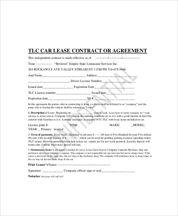 Lease Contract Template - 10+ Word, Pdf, Google Docs Documents Download with regard to Free Car Lease To Own Contract Template