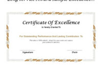 Long Service Award Sample Excellence Certificate | Templates Inside inside Amazing Long Service Award Certificate Templates