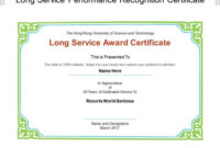 Long Service Performance Recognition Certificate Ppt Powerpoint pertaining to Long Service Certificate Template Sample