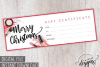 Makeup Session Gift Certificate Christmas Gift Certificate | Etsy | Diy with regard to Homemade Christmas Gift Certificates Templates