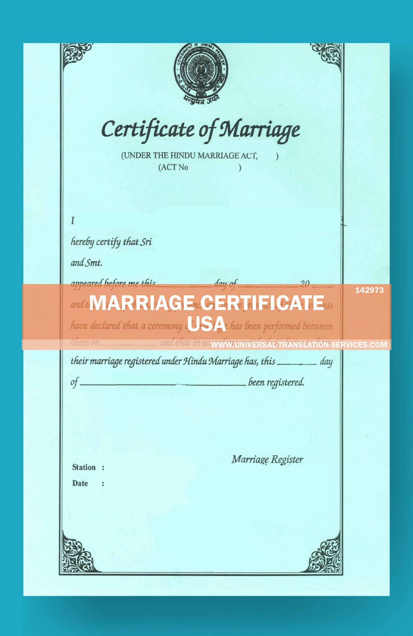 Marriage Certificate Translation Template From Usa ($15 Per Page) in Marriage Certificate Translation Template