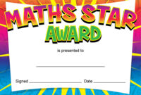 'Maths Star' Award Certificates, Teachers, Kids, Parents – 16 X A6 inside Awesome Math Achievement Certificate Templates
