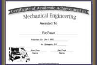 Mechanical Engineering Academic Certificate Printable Certificate regarding Fascinating Robotics Certificate Template Free
