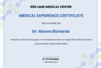Medical Experience Certificate Template In Google Docs, Illustrator in Certificate Of Experience Template