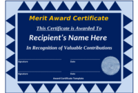 Merit Award Certificate Template Download Printable Pdf | Templateroller for Certificate Of Merit Templates Editable