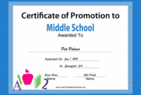Middle School Promotion Certificate Printable Certificate | Middle in Free Grade Promotion Certificate Template Printable