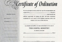 Minister License Certificate Template Beautiful Minister Ordination throughout Certificate Of License Template