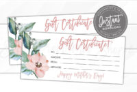 Mother'S Day Gift Certificate Printable Gift Coupon Mom | Etsy within Mothers Day Gift Certificate Templates