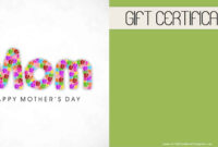Mother&amp;#039;S Day Gift Certificate Templates throughout Fresh Mothers Day Gift Certificate Templates