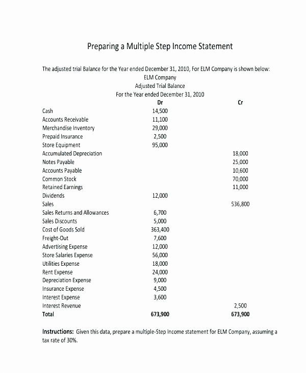 Multi Step Income Statement Template Awesome Sample Balance Sheet pertaining to Balance Sheet And Income Statement Template