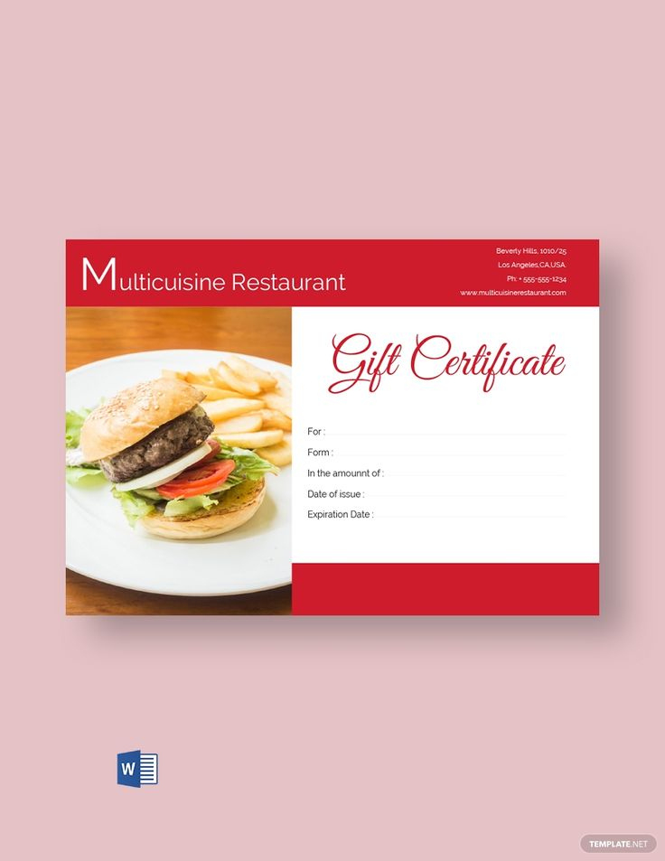 Multicuisine Restaurant Gift Certificate Template [Free Jpg] - Google for Free Restaurant Gift Certificates Printable