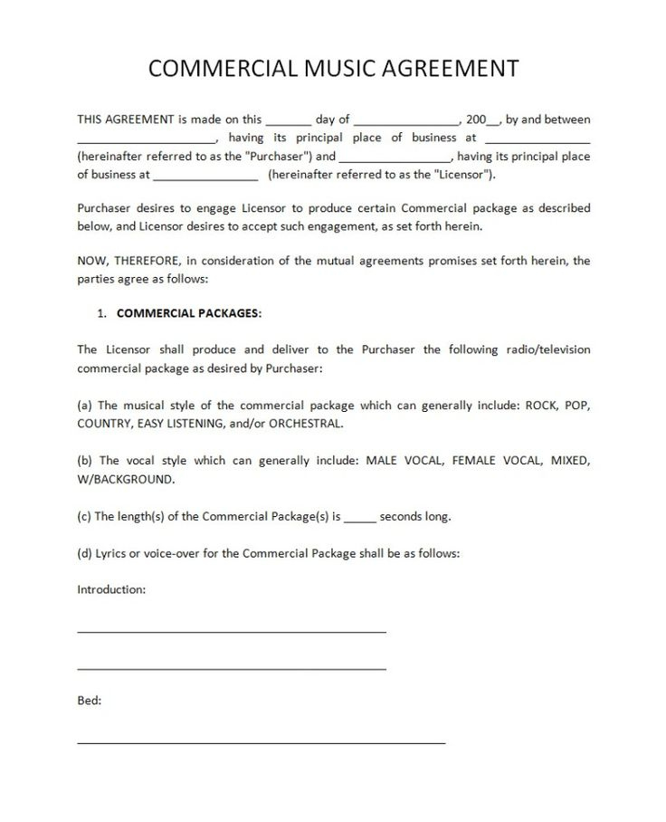 Music Licensing Contract - Free Printable Documents | Contract Template inside Music Licensing Contract Template