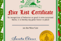 Nice List Certificate Template Free – Santa'S Nice List Certificate pertaining to Simple Santas Nice List Certificate Template Free