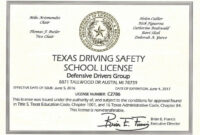 Online Defensive Driving Course Texas With Printable With Safe Driving intended for Safe Driving Certificate Template