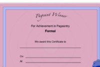 Pageant Formal Achievement Certificate Template for Fresh Pageant Certificate Template