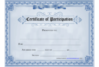 Participation Certificate Template Download Printable Pdf | Templateroller in Sample Certificate Of Participation Template