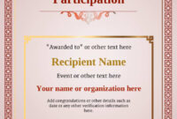 Participation Certificate Templates - Free, Printable, Add Badges &amp;amp; Medals. throughout Awesome Participation Certificate Templates Free Printable
