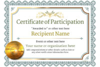 Participation Certificate Templates – Free, Printable, Add Badges & Medals. throughout Awesome Participation Certificate Templates Free Printable
