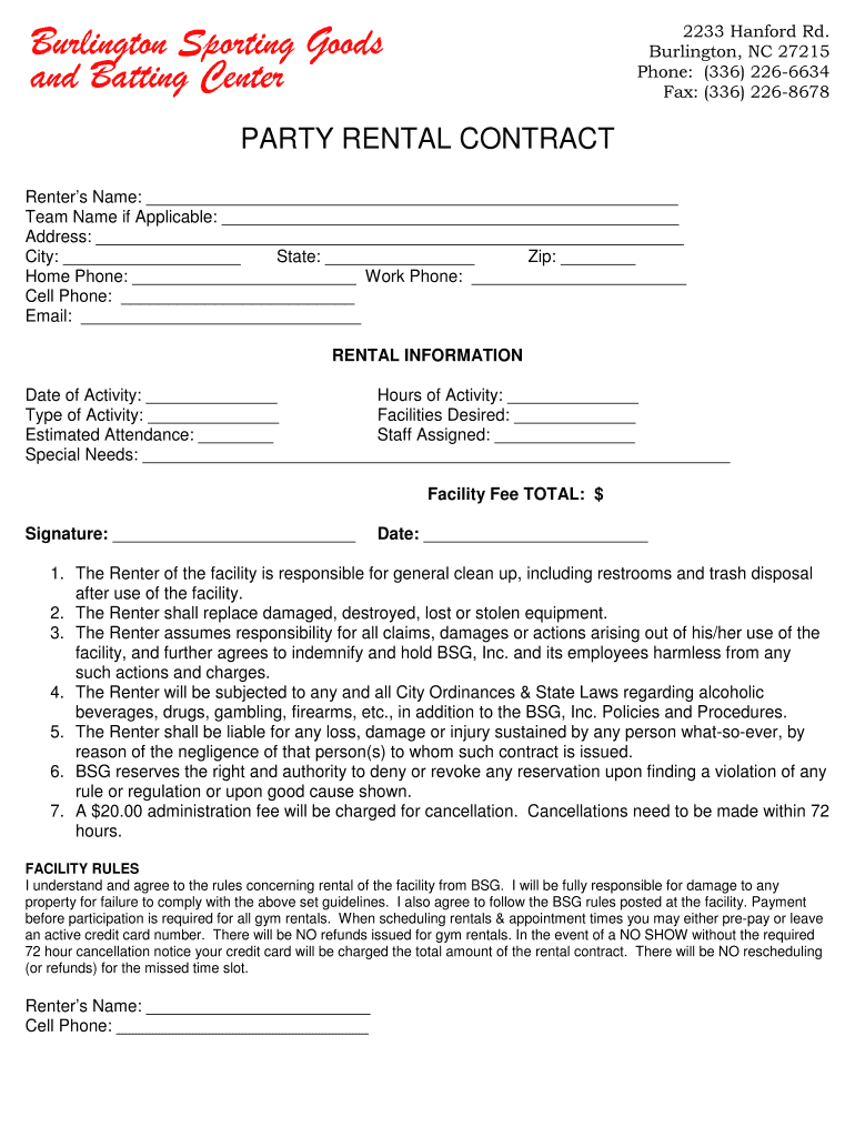 Party Rental Contract Template Form - Fill Out And Sign Printable Pdf with Simple Banquet Contract Agreement