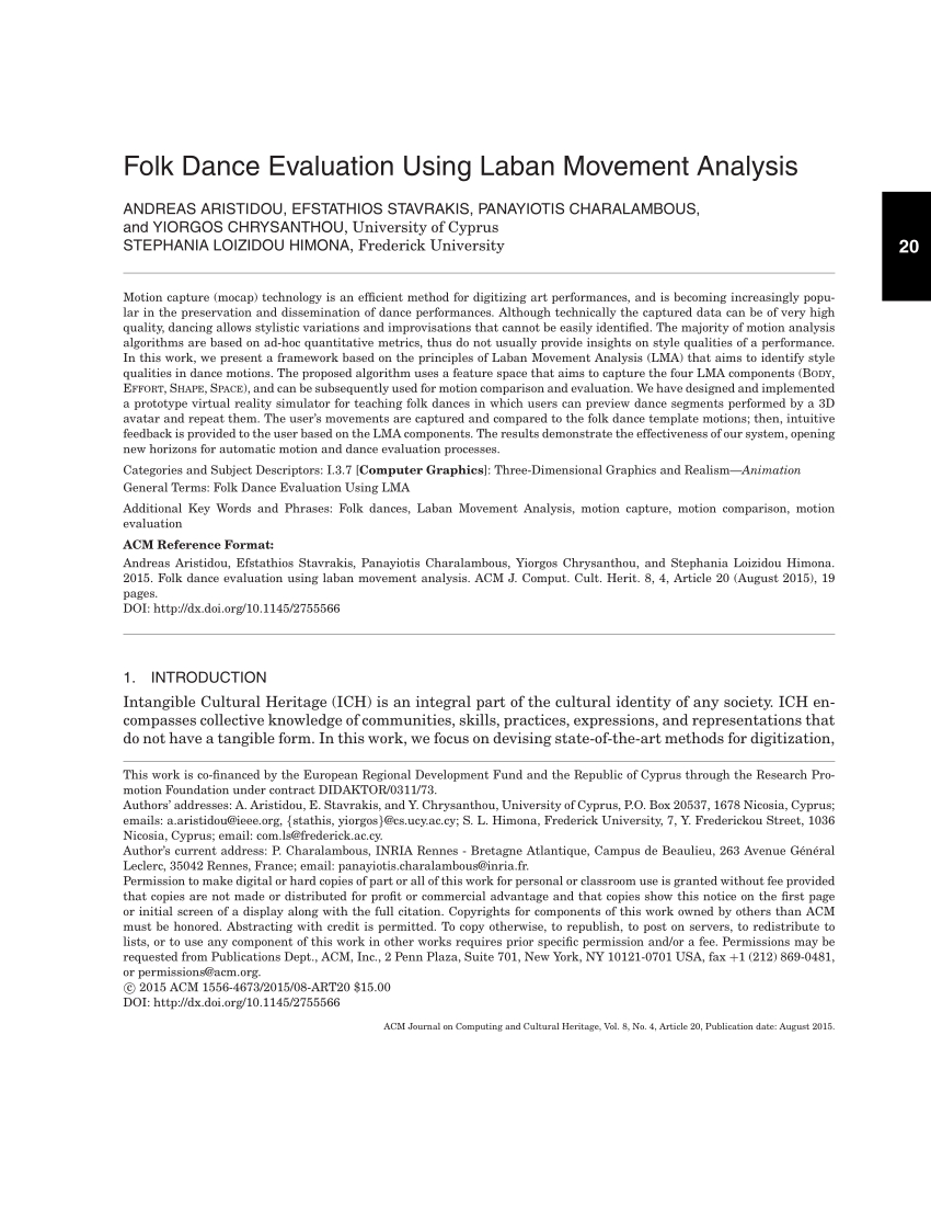 Pdf Folk Dance Evaluation Using Laban Movement Analysis throughout Dance Team Contract Template