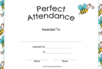 Perfect Attendance Certificate Printable Certificate regarding Perfect Attendance Certificate Template Free