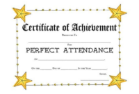 Perfect Attendance Certificate Template (4 throughout Awesome Perfect Attendance Certificate Template Free