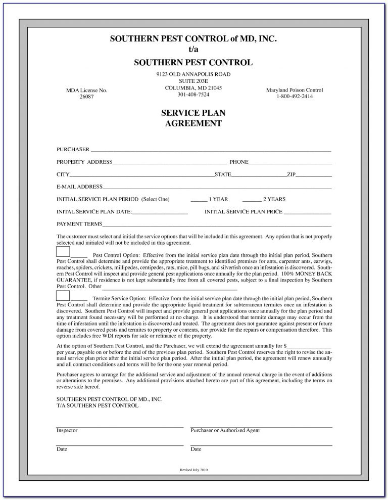 Pest Control Service Agreement Contract - Form : Resume Examples # intended for Pest Control Contract Proposal Template