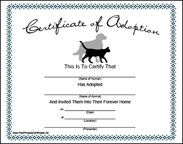 Pet Adoption Certificate Template - Sample Templates - Sample Templates for Fresh Dog Adoption Certificate Editable Templates