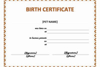 Pet Birth Certificate pertaining to Fascinating Kitten Birth Certificate Template