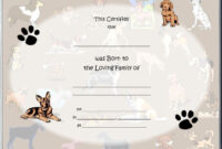 Pet Birth Certificate Style Birth Certificates 3 With Service Dog intended for Puppy Birth Certificate Template