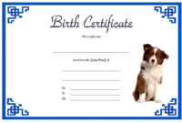 Pet Birth Certificate Template – 7+ Editable Designs Free throughout Cat Birth Certificate Free Printable