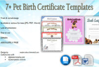 Pet Birth Certificate Templates Fillable [7+ Best Designs Free] for Fillable Birth Certificate Template