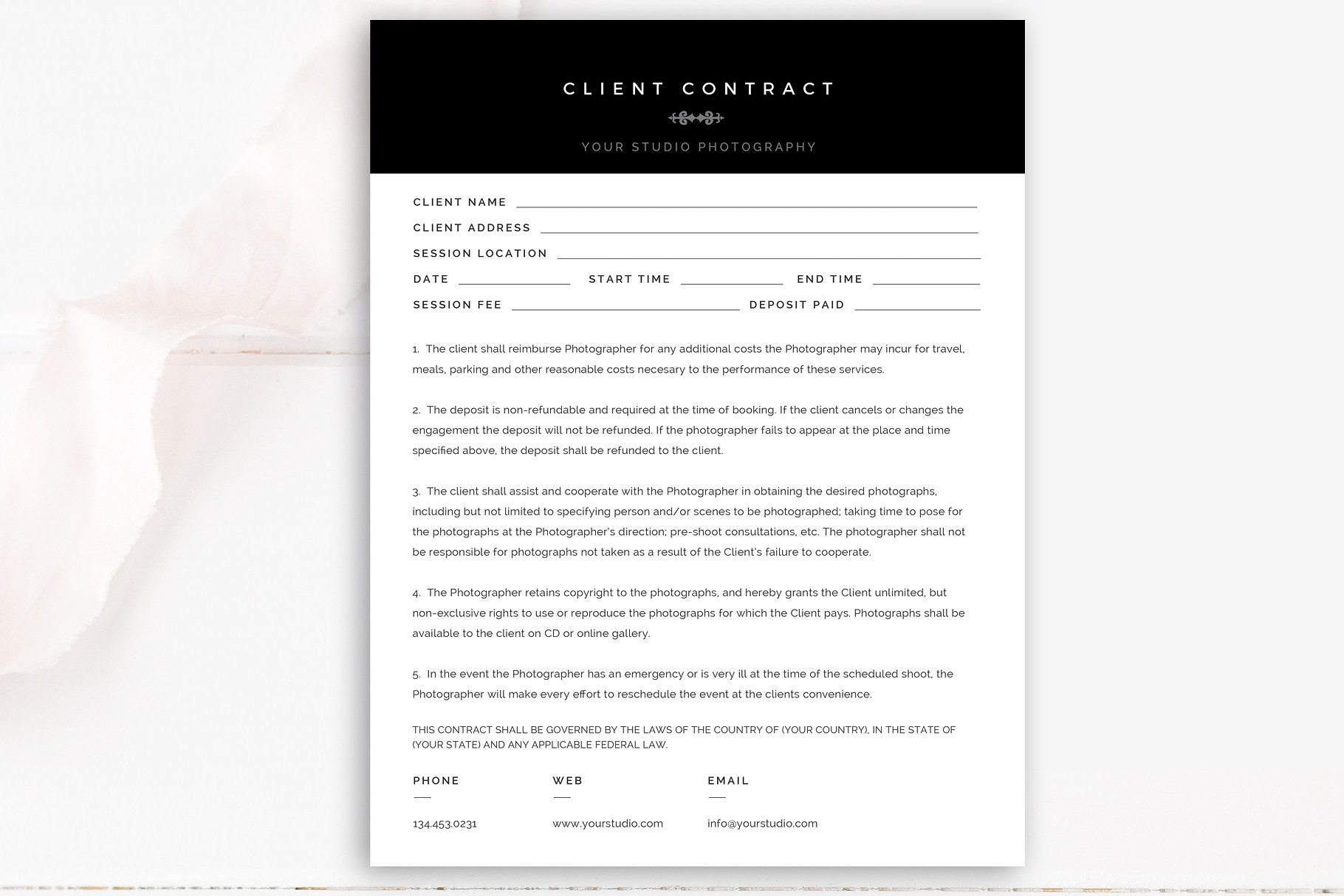 Photography Client Contract Template — Photographer Templates for Fresh Photography Client Contract Template